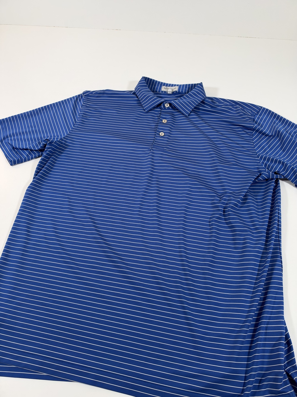 Peter Millar Polo Shirt Mens XL Blue Striped Summer Comfort Golf No Logos